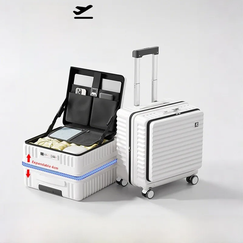 20-Inch Aluminum Frame Expandable Luggage PC Material Silent Wheel Business Travel Suitcase Universal Chain Handle Double Rod