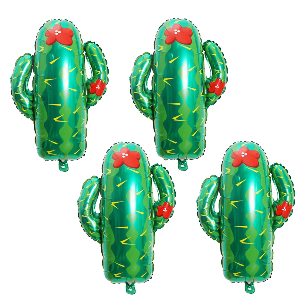 

4 Pcs O Aluminum Film Balloon Cactus Balloons for Party Decoration Wedding Green