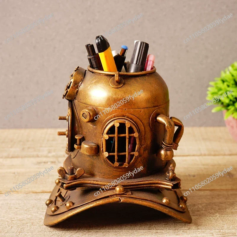 Iron Model Decoration Steampunk Diving Helmet Pen Holder Artistic Sense Soft Furnishings Personality Creative
