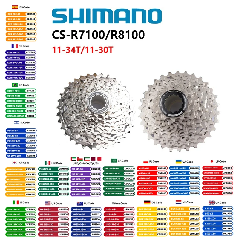 Shimano 105 R7100 ULTEGRA R8100 Cassette 12s Bike Cassette For Road Bike Di2 Groupset 11-30T/11-34T Original Shimano Bike Part