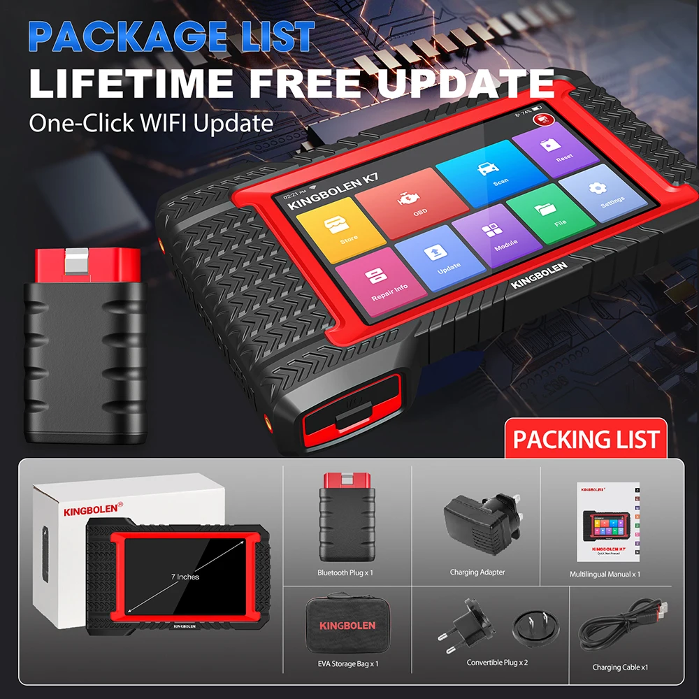 [Lebenslanges kostenloses Update] KINGBOLEN K7 OBD2 Scanner ECU-Codierung Bidirektional 28 Reset-Funktionen Diagnosegerät für alle Systeme PK THINKSCAN MAX 2 – Detail 2
