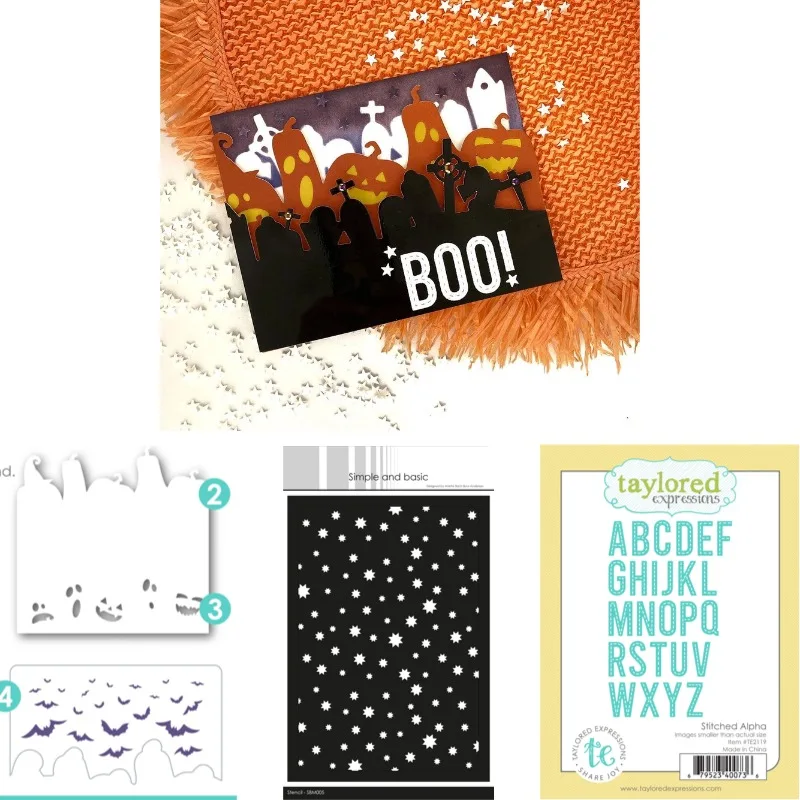 Halloween Candy Stitched Alpha Metal Cutting Die And Stencil Scrap Booking Background DIY Decoration Craft Embossing Stencil