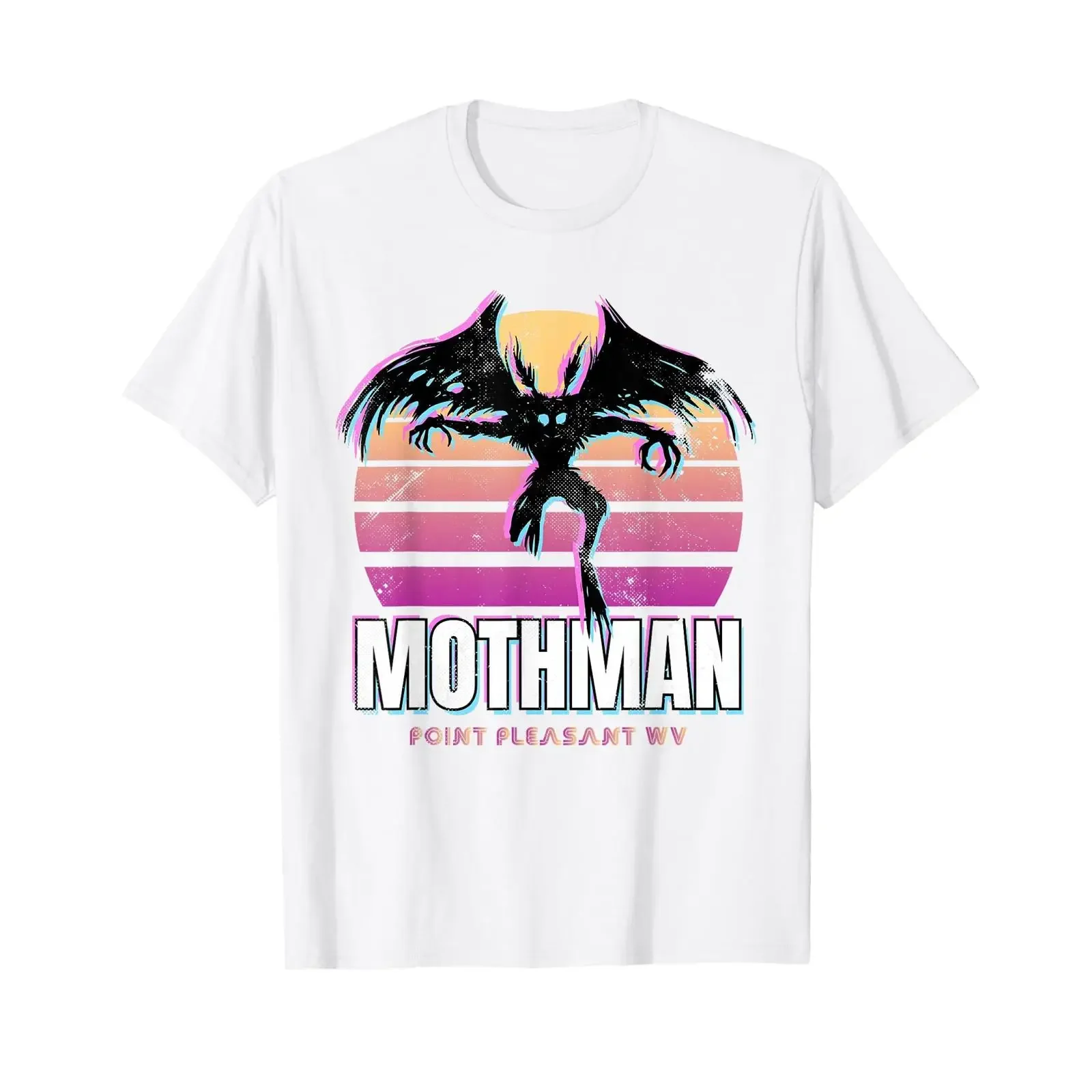 Retro Mothman 80s Cryptid Sunset T Shirt vintage Washed Stretched homme graphic Breathable Slightly Casual fashion Stylish