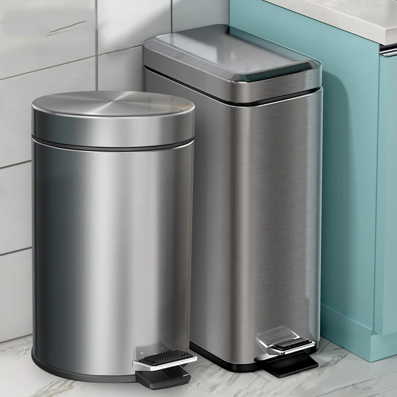 Capacity Trash Kitchen Slit Kitchen Recycling Can Can Lid Narrow New Stainless Bin Steel Garbage Trash With Large