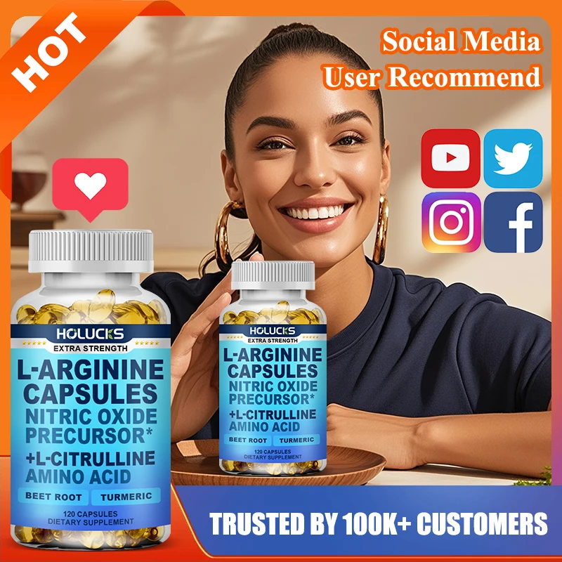 

БАД HOLUCKS L-аргинин с свеклой и куркумой, усилитель оксида азота, способствует росту мышц, восстановлению и повышению жизненной силы