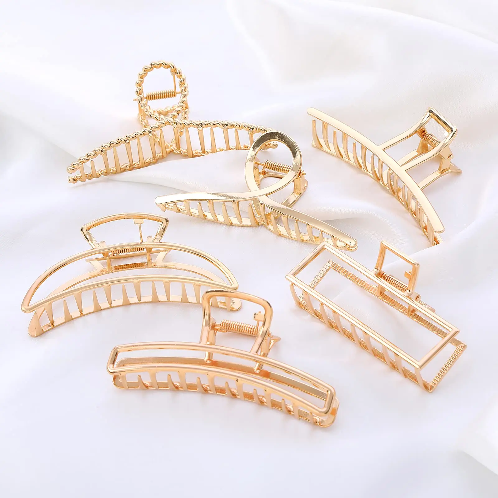 6 Pack Large Metal Hair Claw Clips - 4 Inch Big gold hair clips,Perfect Jaw hair clamps for Women and Thinner,Thick hair styling