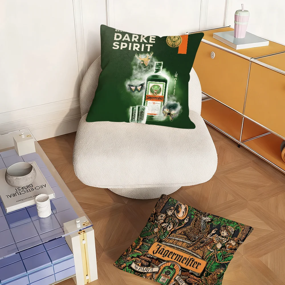 Fashion Drink Cool Pillow Case Bedroom Sofa Living Room Backrest Decoration Square J-Jagermeister-S Cushion Nap Time