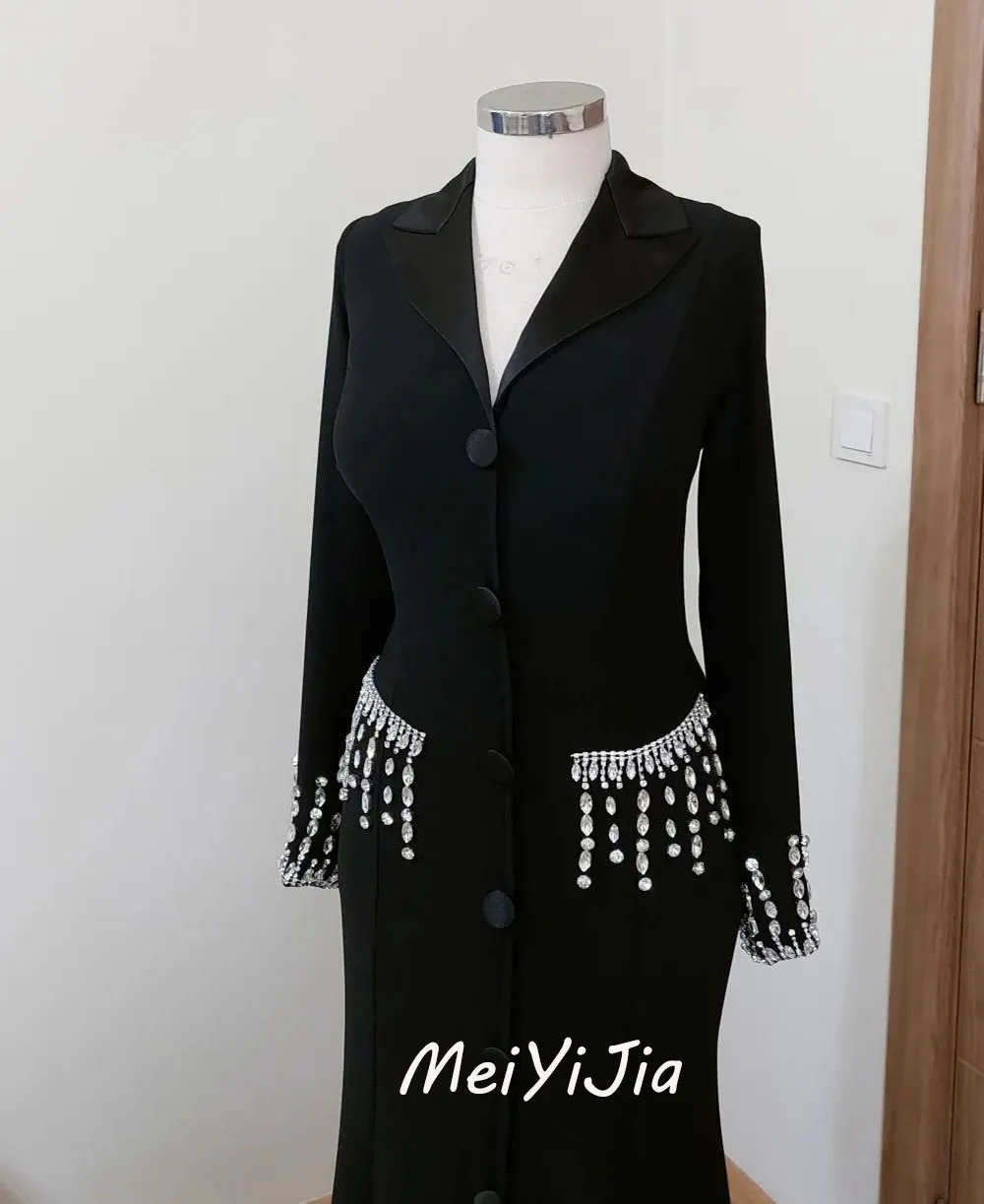Meiyijia Evening Dress V-neck Beaded Floor-Length Long Sleeves Saudi Arabia Sexy Evening Birthday Club Outfits Summer 2024