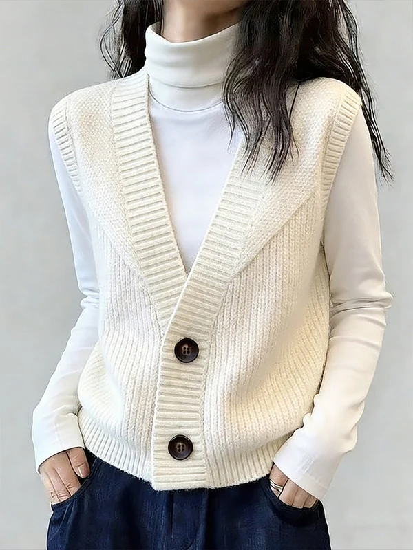 

Red V-Neck Knitted Vest Women's Spring Autumn Fashionable Sleeveless Top White Layering Soft Cozy Sweater Female Outerwear