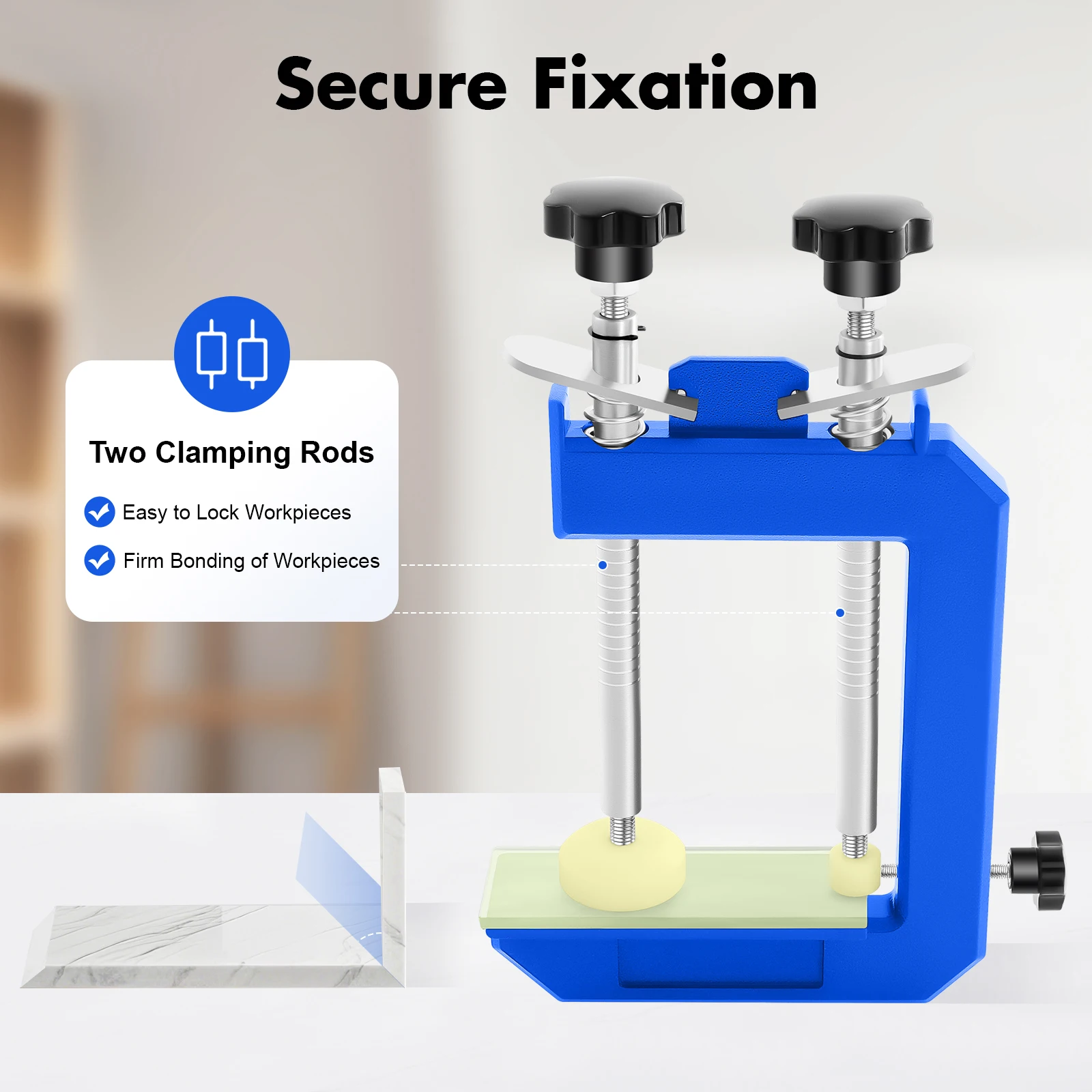 Portable Stone Miter Seam Clamp 45° Stone Seam Splicing Fixture Countertop Seam Clamp Soft Silicone & Velvet Anti-scratch Pad Smooth Round Edge Marble Quartz Granite Corner Splicing Tool