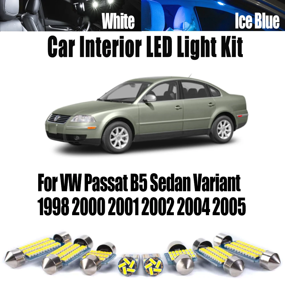 Luz LED de lectura de mapa Interior Canbus, 15 Uds., para VW Passat B5 Sedan variante 1998 2000 2001 2002 2004 2005, Kit de bombillas para puerta de maletero de coche