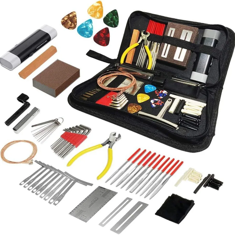 72-Piece Complete Guitar Tool Kit Set: Guitar Repair & Maintenance Kit with Comprehensive Guitar Accessories