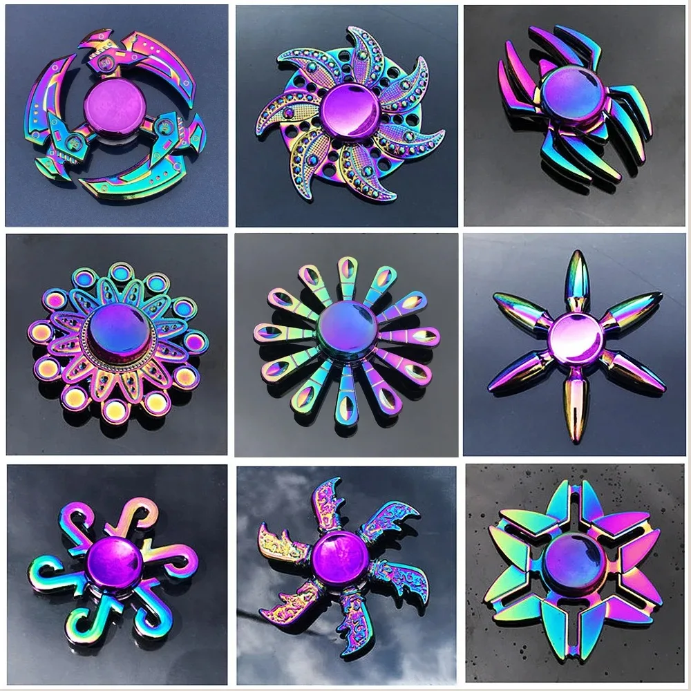 Nuovo Metallo Arcobaleno Fidget Spinner Sfumatura di Colore R188 Cuscinetto Muto EDC Mano Spinner Punta Delle Dita Giroscopio Anti- Ansia Bambini Giocattoli Per Adulti