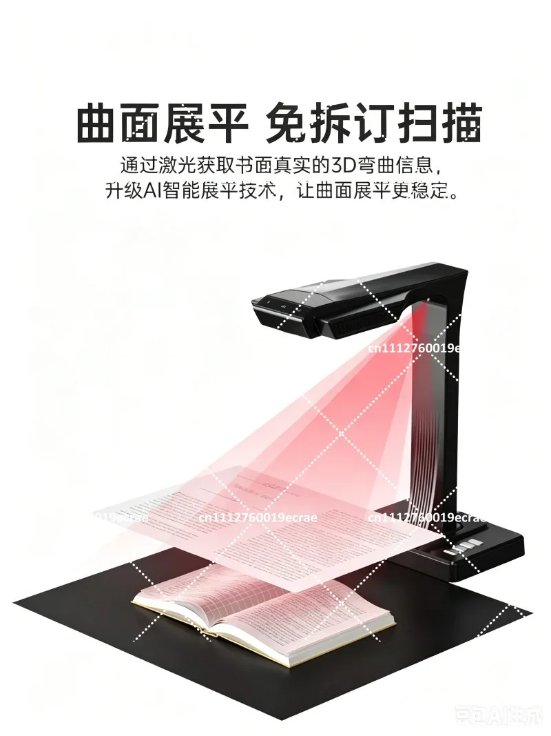 High Speed Automatic Book Scanner for Office, Continuous Fast HD Scanning, No Dismantling Needed