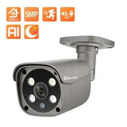Techage 5MP PoE IP Camera Outdoor Waterproof Video Recording Security Camera Ai Human Detection Two Way Audio Color Night Vision