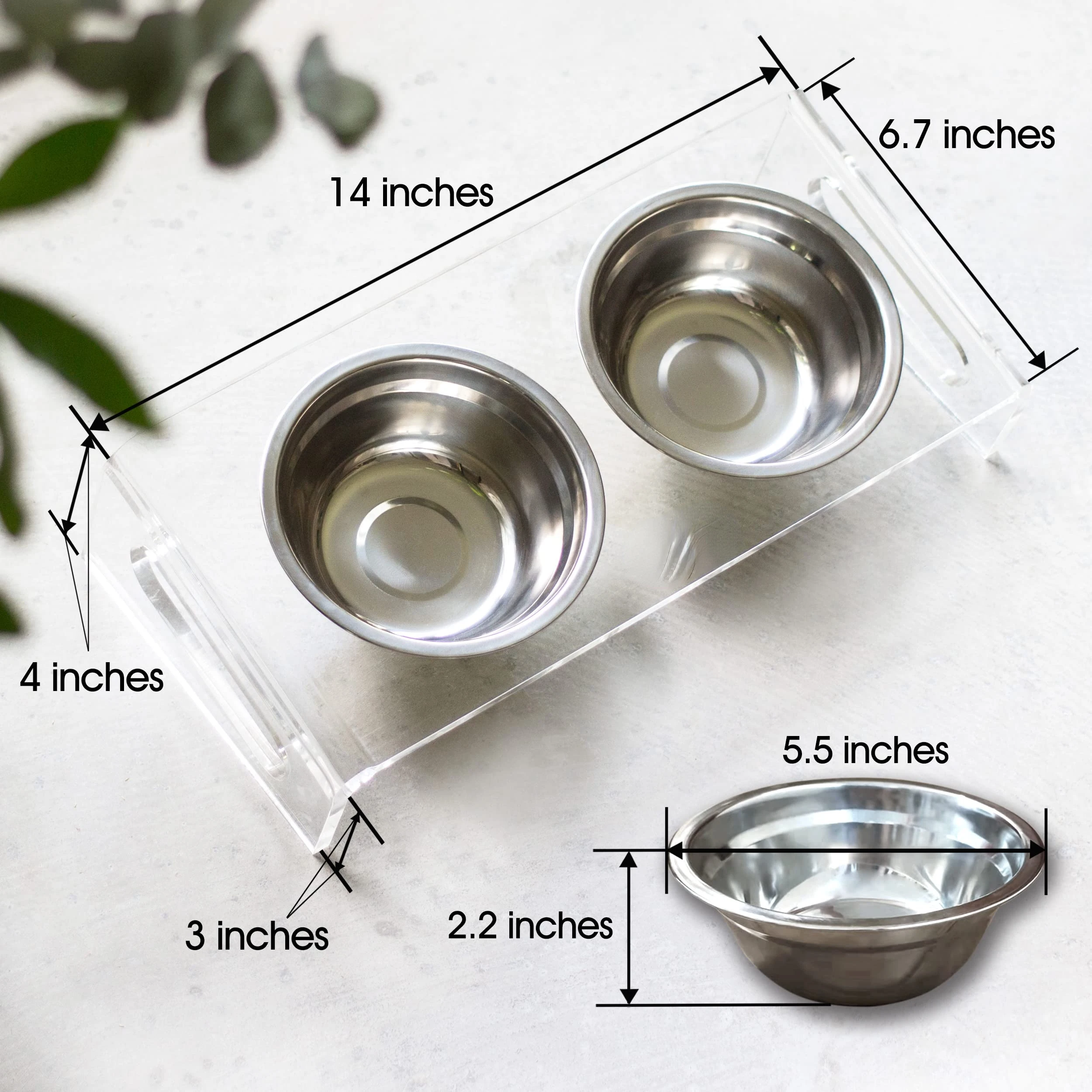 Hot Sale Elevated Cat Dog Bowls Raised Pet Bowl Clear Acrylic Feeder Stand For Small Dogs Cats