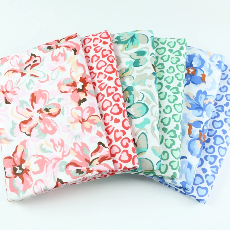 160x50cm Pastoral Rose Cotton Print Beautiful Pure Twill Fabric Four Piece Home Textiles Set Clothing