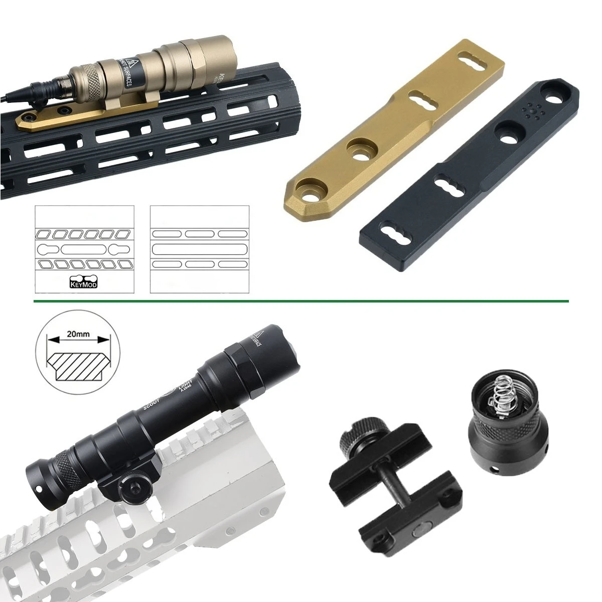 Surefire M300 M600 Powerful Flashlight SF Strobe Scout LED Airsoft Light Tactical Lamp Torch Fit 20mm Rail MLK Keymod for AR15