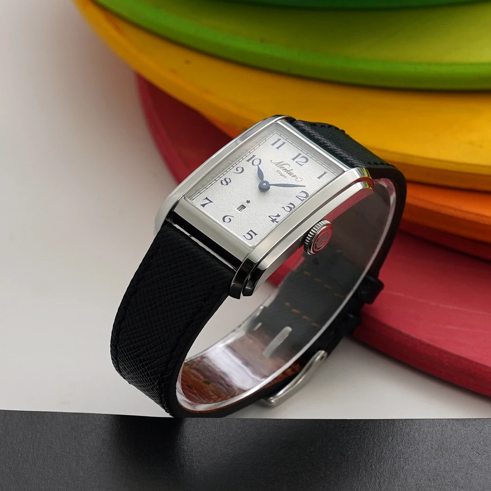 New MERKUR NH05 Rectangle Retro Casual Watch for Men Business LEVEE Series Automatic Chorded Watch Relogio Sapphire Salmon Watch