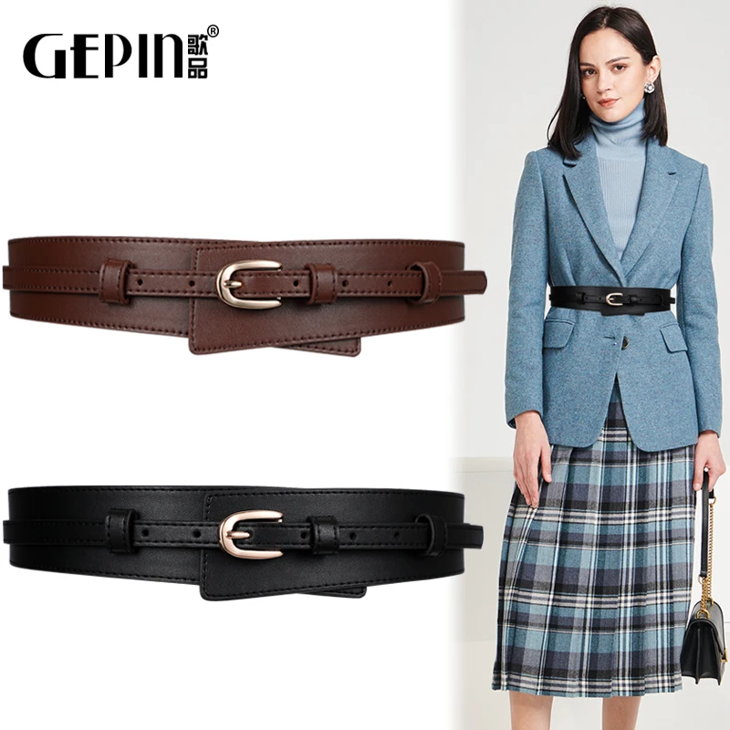 X6117 Lady Genuine Leather Waistband Women Wear Overcoat Belt Decorative Sweater Girdle Skirt Suit Versatile Leather Wide Belt