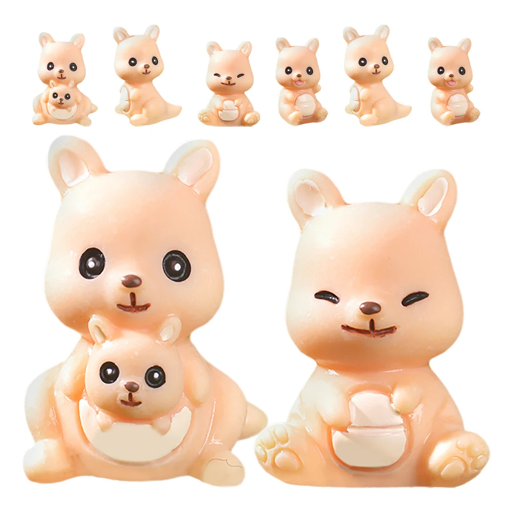 

8pcs Miniature Kangaroo Figurines Resin Garden Ornaments Small Statue Decorations for Terrariums Flower Pots Home Accessories