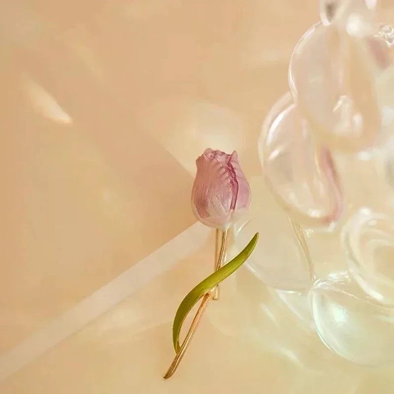 Wedding Tulip Corsage Pink Flower Brooches For Women And Men Party Suit Pin Flower Lapel Pins Wedding Jewelry