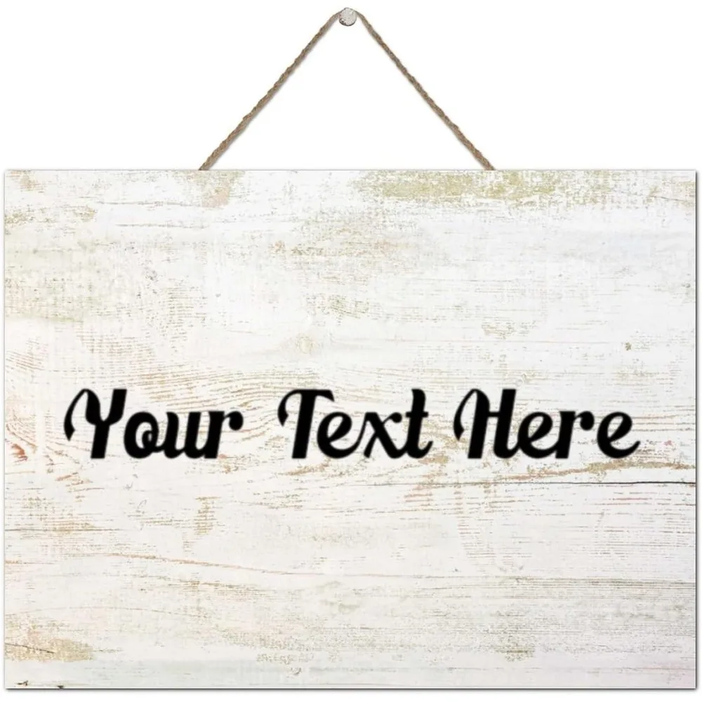[2D Flat] Vintage Whitewashed Custom Text Wood Sign 8x12in, Distressed Hanging Plaque with Jute Rope Home Decor (Only Decoration