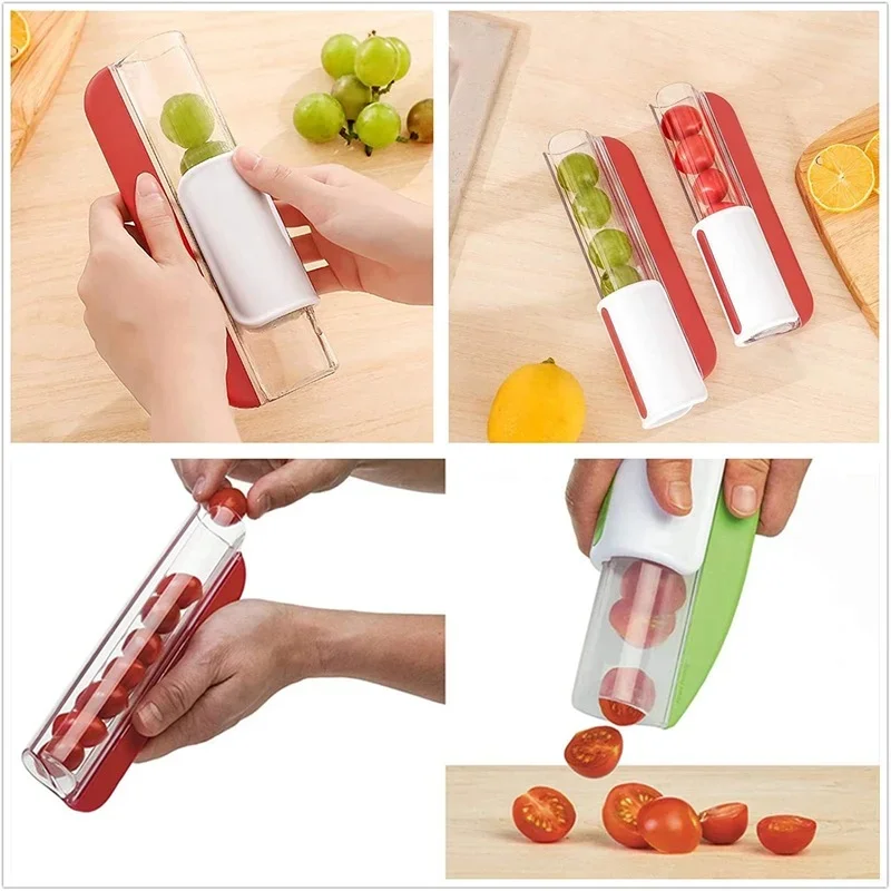 Tomato Grape Cherry Slicer Fruit Vegetable Salad Manual Slicer, Fruit and Vegetable Tool Kitchen Gadget, Progressive Zip Slicer