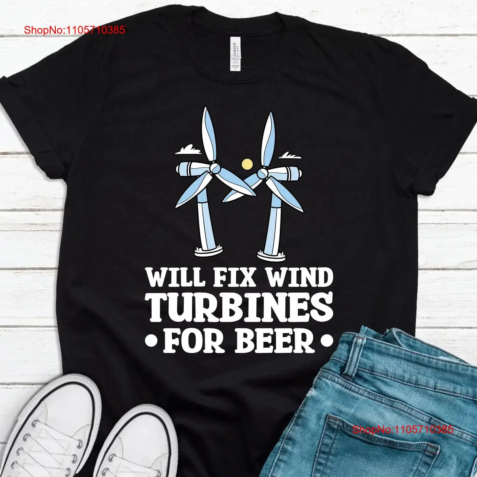 Wind Turbine T Shirt Power Windmill Energy T2129 vintage Washed streetwear Top For Everyday Wear Versatile Unisex homme Stylish