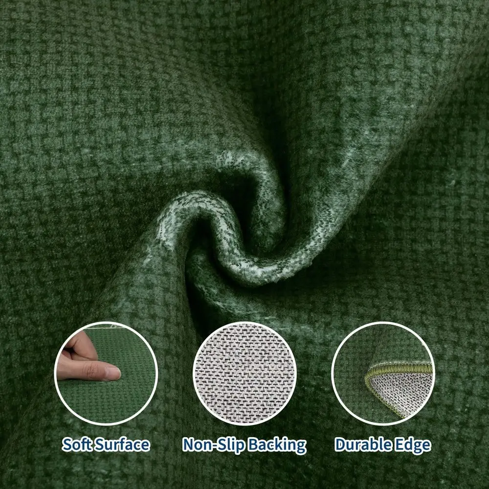 

Geometric Border Carpet Plant Leaf Print Carpet UltraThin Soft Foldable Carpet AntiFouling NonSlip For Bedroom Dining Room Offi