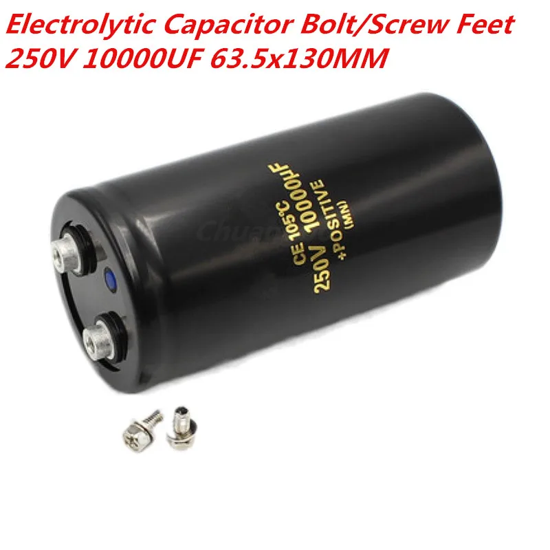 1/PCS 250V10000UF 63.5*130MM 10000UF 250V Bolt/Screw Foot Audio Filter Electrolytic Capacitor 105℃