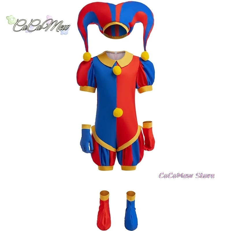 2024 Anime Pomni The Amazing Digital Circus Cosplay Costume Children Jumpsuit Halloween Suit Purim Kids Costume Cartoon Cos