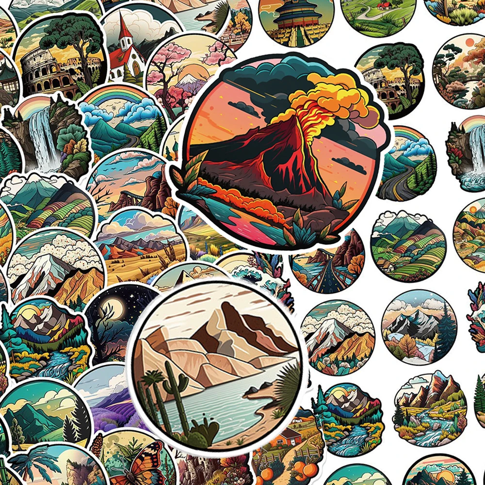 

10/30/50pcs Cartoon Outdoor Travel Landscape Stickers Scenery Anime Graffiti Decals Phone Laptop Suitcase Sticker Decoration