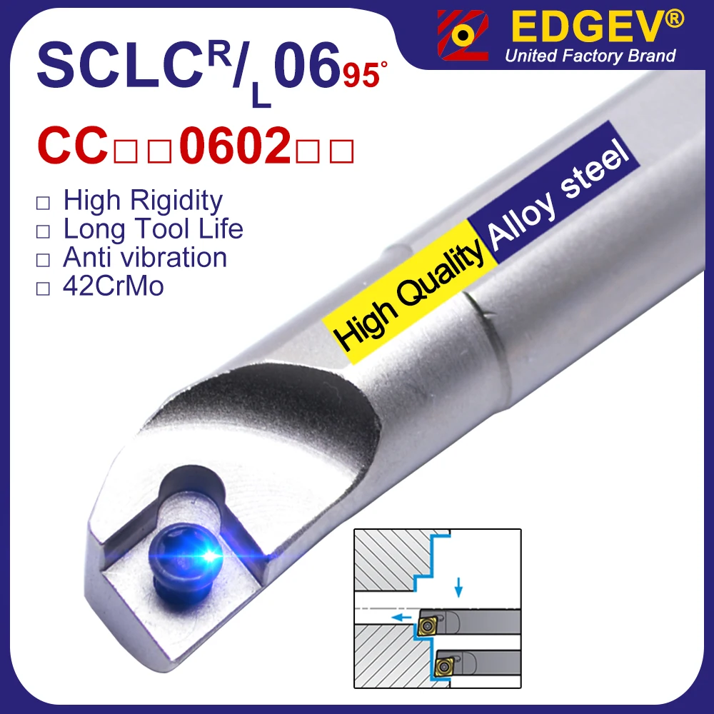 95° S07K S08K S10K S12M S14N S14Q SCLCR06 SCLCL06 Turning Tool Holder CCMT 0602 21.5 Inserts Support Lathe Boring Bar 42Crmo