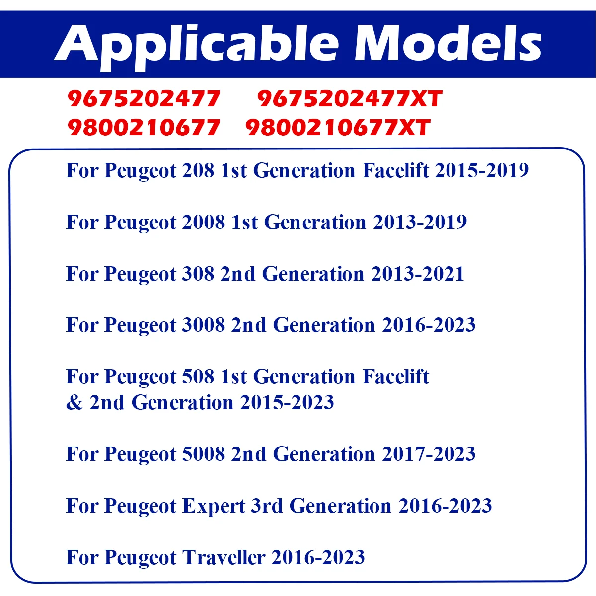 เซ็นเซอร์ถอยหลัง9675202477XT PDC สำหรับ Peugeot 208 2008 1st Gen 308 3008 5008 2ND GEN 508 Expert traveller 2016-2023 9800210677XT