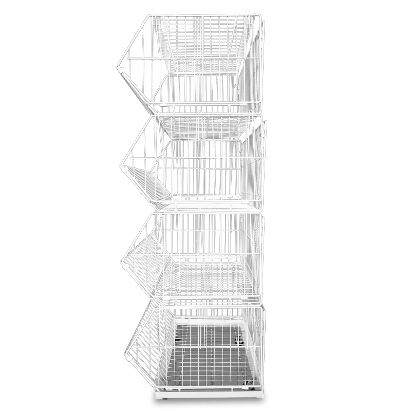 Single Side Wire Mesh Hanging Basket Supermarket Display Gondola Shelf/basket storage wire shelving white supermarket shelves