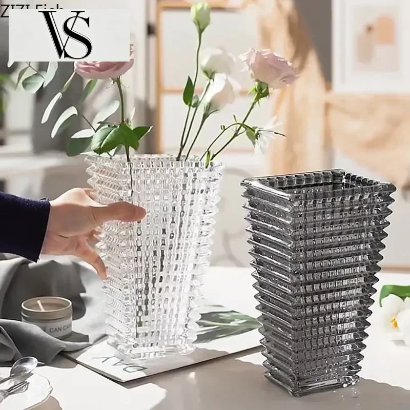Corners Hydroponics Glass Vases Glass Pots Flowers Flower Arrangement Desk Decoration Crystal Transparent Vase Square Edges And