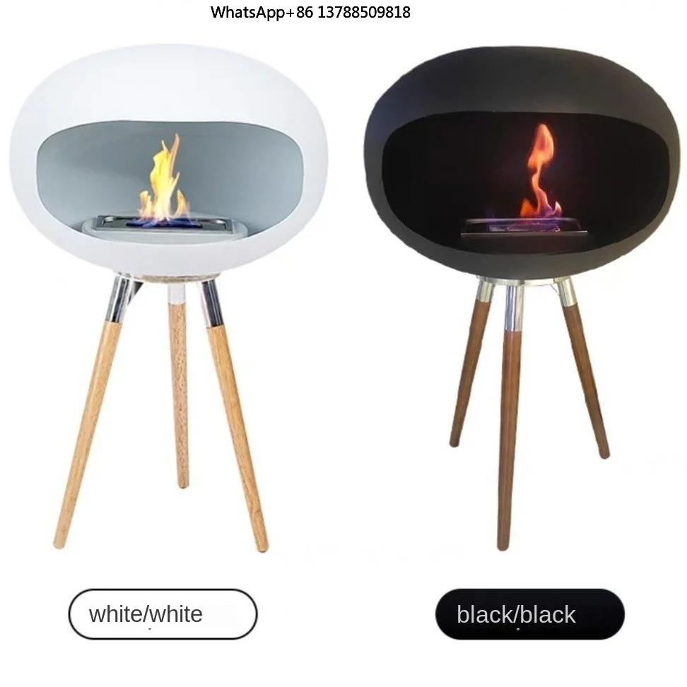 High-foot Fireplace Real Fire Outdoor Indoor Decoration High-end Atmospheric Alcohol Fireplace Baking Paint Surface Cross-border