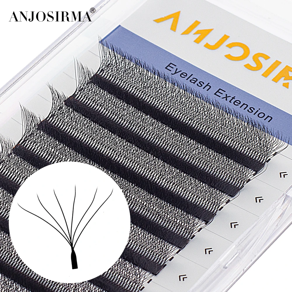 ANJOSIRMA Curl Shaped Eyelashes Extension, Natural Soft Professional Eyelashes, Fans Premade Volume 3D, 4D, 5D, 6DW, C/D/DD