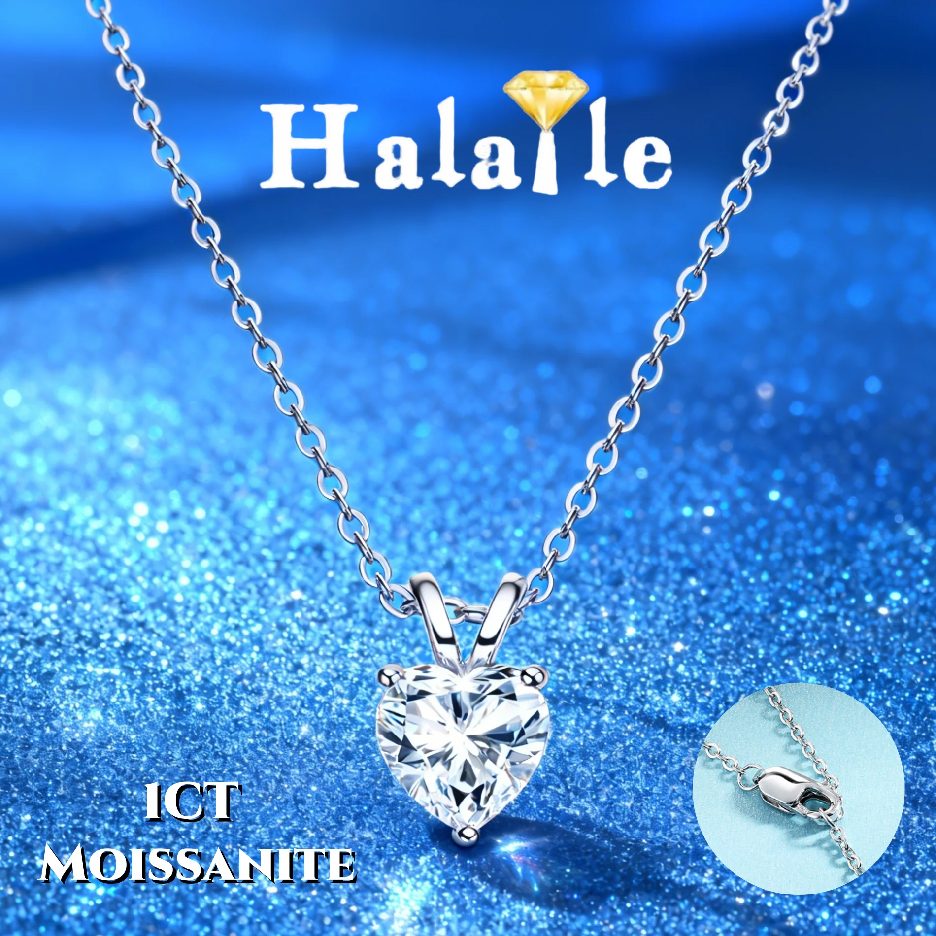 

Halaile 1CT VVS1 муассанитовое ожерелье S925 стерлингового серебра кулон в форме сердца любви сверкающие ювелирные изделия для женщин аксессуары подарок