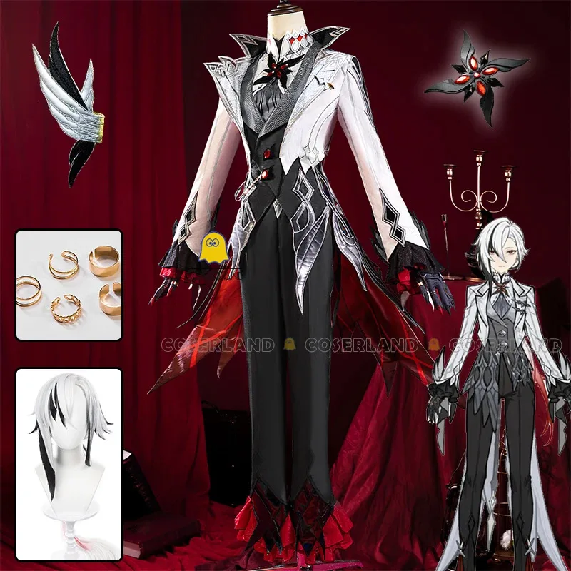 

Genshin Impact Fontaine Arlecchino The Knave Cosplay Costume Wig Uniform Eleven Fatui Harbingers Halloween Party for Women Men