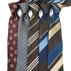 2025 New Design Silk Neckties For Men Adult Luxury Plaid Gray Navy Neck Ties Business Wedding Party Suit Accessories 8cm Cravat