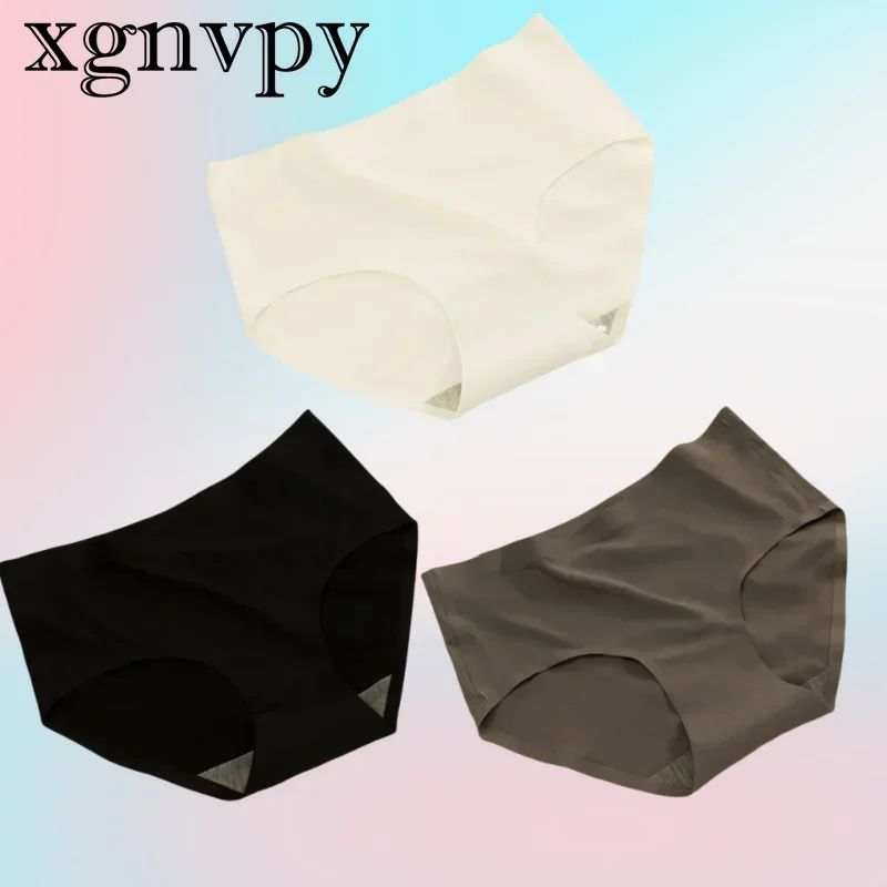 Xgnvpy Summer Girl Non-trace Antibacterial Ice Silk Waist Sweet Sexy Hip Lift Korean Version of A Piece of Briefs Thin