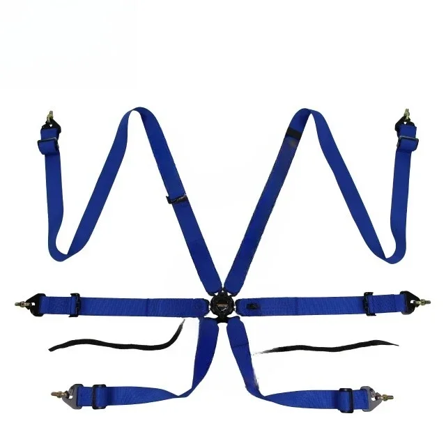 OEM自動車シートベルト高強度ポリエステル6点式安全ハーネス 高強度で肌に優しく、耐摩耗性