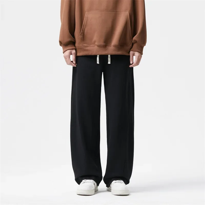

Autumn Winter New Men Sweatpants Pants Long Pant Drawstring Lace Up Elastic Waist Casual Loose Splice Simple Straight Trousers