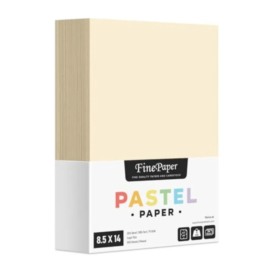 

Бумага пастельных тонов, идеально подходит для творчества, рукоделия и печати канцелярских принадлежностей, формат 8,5 x 14 дюймов (размер меню/лигальный), плотность 20 фунтов/50 фунтов/75 г/м².