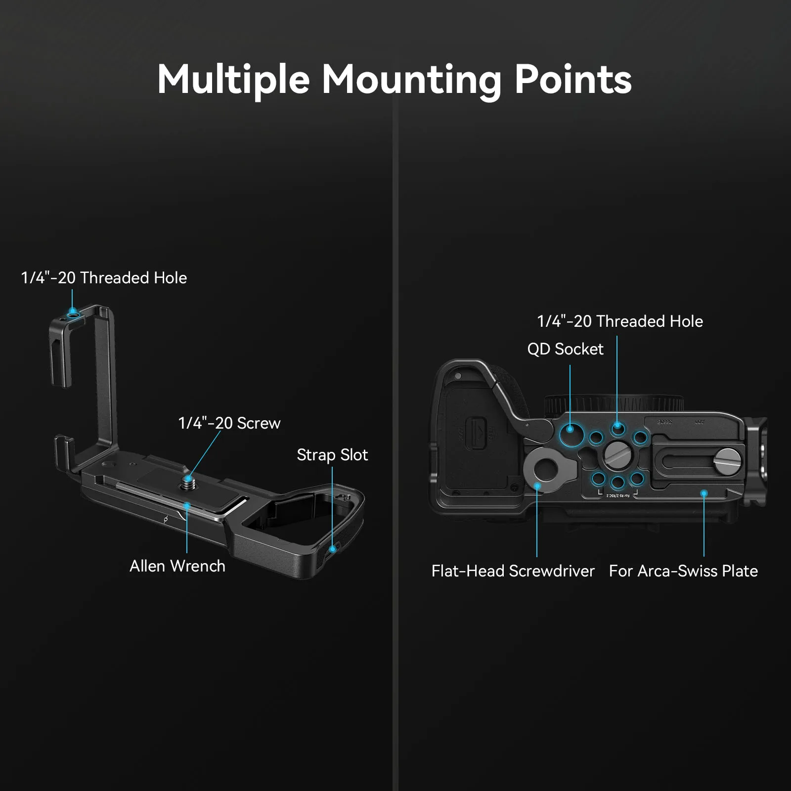 SmallRig L-Bracket for Sony Alpha 7R V / Alpha 7 IV / Alpha 7S III / A1 / Alpha 7R IV / A9 II with 1/4\