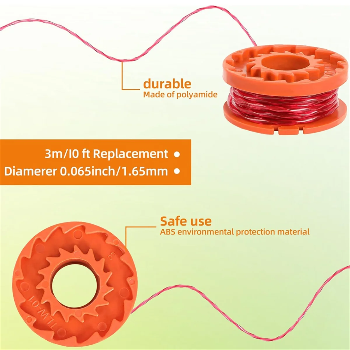 Trimmer Spool Line for Worx,12 Pack WA0010 Edger Spools Replacement for Worx, Trimmer Line Refills 0.065 Inch for Worx