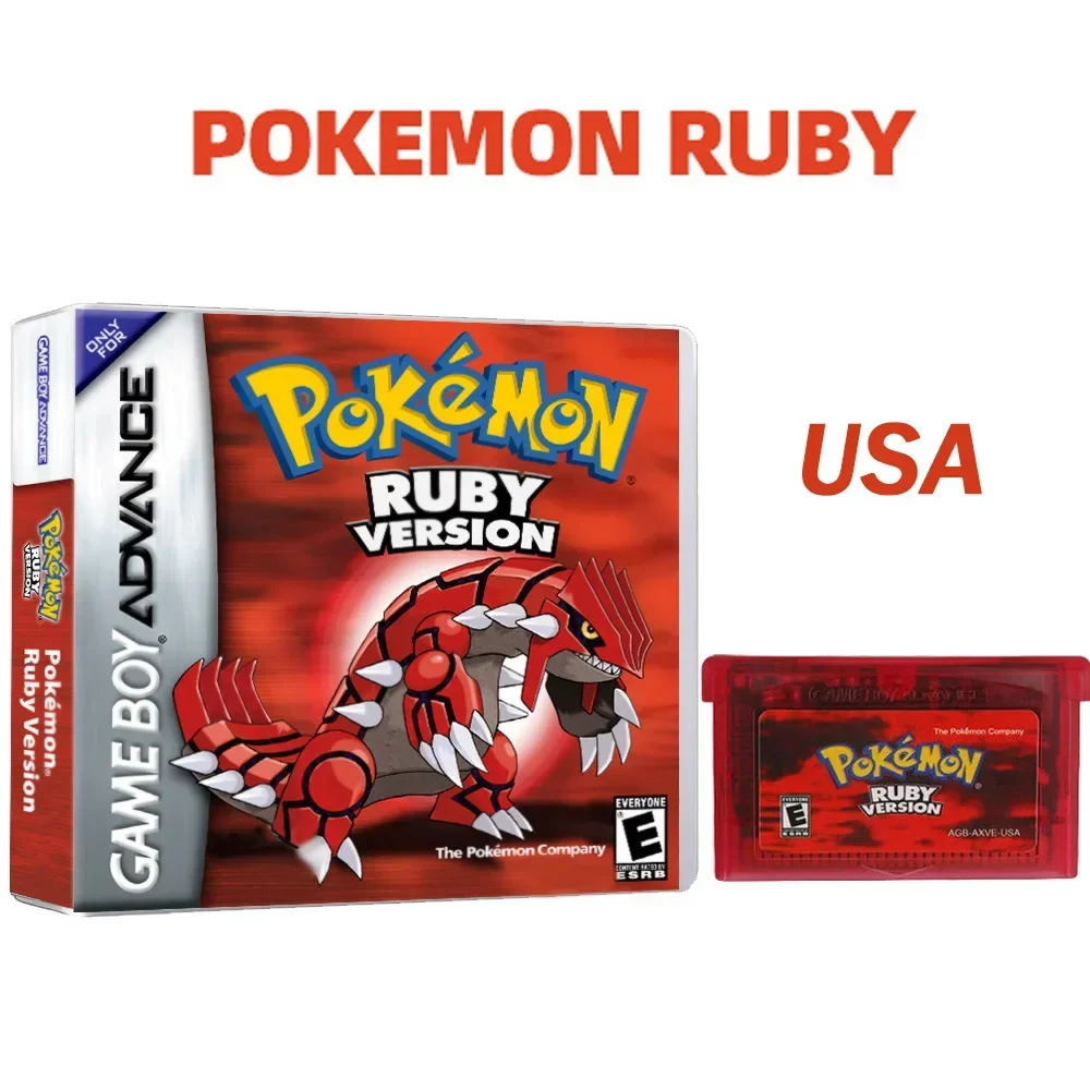 

NEW Pokemon Series Emerald FireRed Leafgreen Ruby Sapphire 5 Versions GBA Game in Box for 32 Bit Video Game Cartridge No Manual