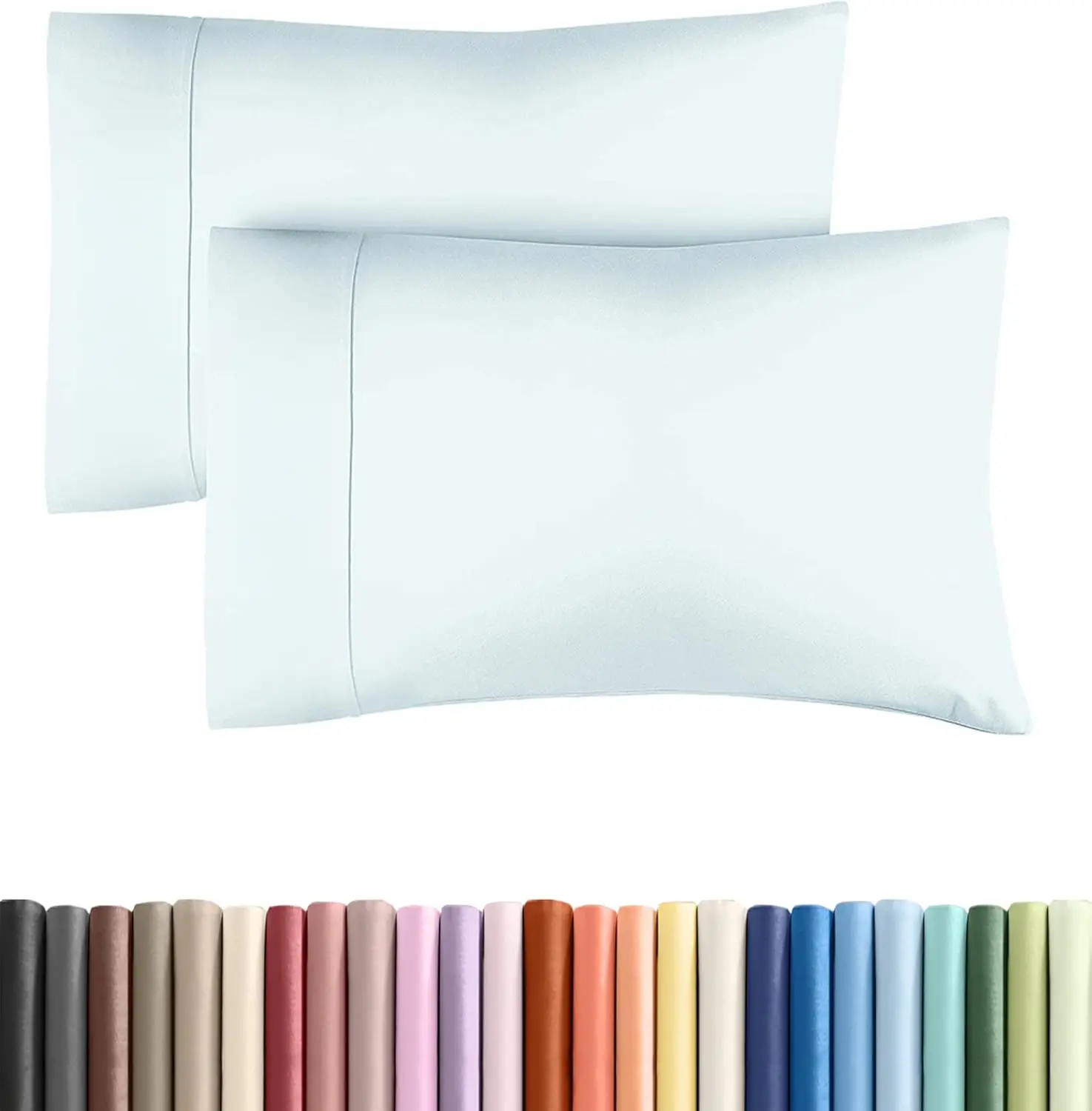

Super Soft King Pillow Cases 2-Pack - Envelope Closure, Wrinkle & Stain Resistant - Hotel Quality - 20x40 Inches, Ice Blue